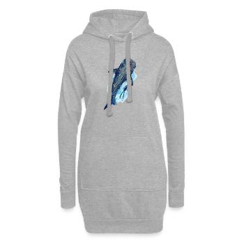 Géant requin-baleines et plongeur - Sweat-shirt à capuche long Femme - gris chiné - Devant