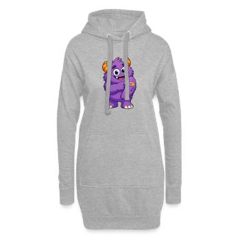 Lila Monster mit Pflaster - Hoodie-Kleid - Grau meliert - Vorne
