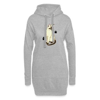 Elegante Siamkatze mit blauen Augen - Hoodie-Kleid - Grau meliert - Vorne