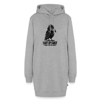  I Got Up Early There Was No Worm Funny Crow - Hoodie-Kleid - Grau meliert - Vorne - AI Model Female 172 light (172cm)