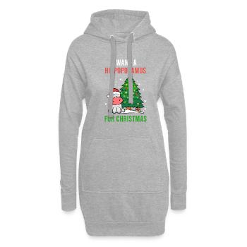 Hippopotamus for Christmas Hippo-Liebhaber Gift - Hoodie-Kleid - Grau meliert - Vorne