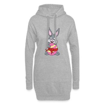 Ostermotiv Ostern Osterhase - Hoodie-Kleid - Grau meliert - Vorne