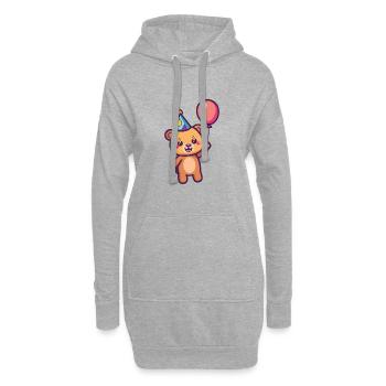 Ours Anniversaire Bébé - Sweat-shirt à capuche long Femme - gris chiné - Devant