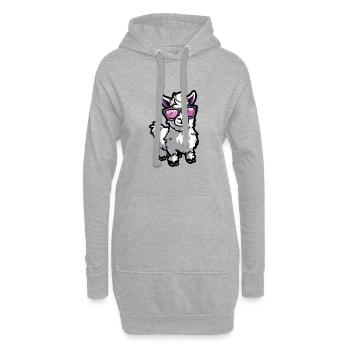 Animal lama alpaga - Sweat-shirt à capuche long Femme - gris chiné - Devant