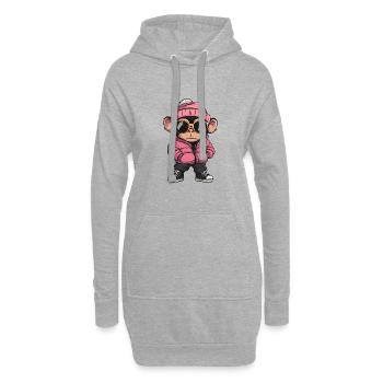 Affe Cool Comic - Hoodie-Kleid - Grau meliert - Vorne