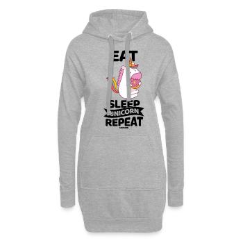 Eat Sleep Unicorn Repeat - Hoodie-Kleid - Grau meliert - Vorne