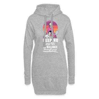 Garder ma vie en équilibre grâce au yoga - Sweat-shirt à capuche long Femme - gris chiné - Devant