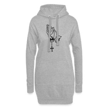 Praying Hands mit Rosenkranz Basic - Hoodie-Kleid - Grau meliert - Vorne