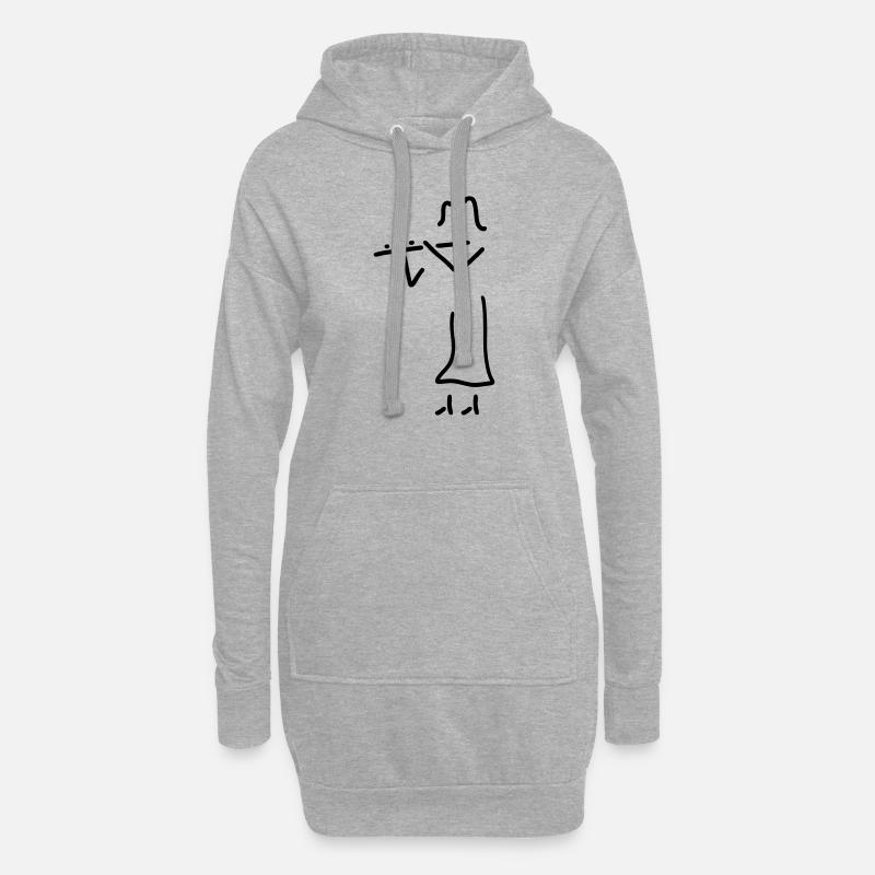 querflöte - Hoodie-Kleid - Grau meliert