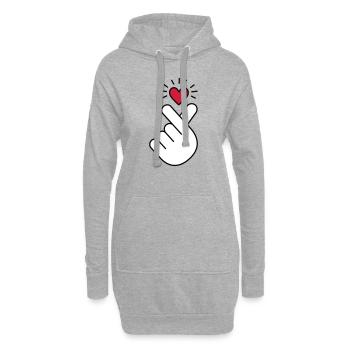 Coeur K-pop, symbole de la musique pop Corée K, doigt, main - Sweat-shirt à capuche long Femme - gris chiné - Devant