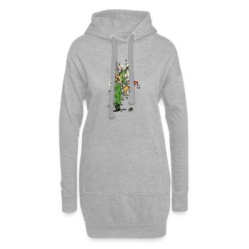 Weihnachten mit Katze im Baum - Hoodie-Kleid - Grau meliert - Vorne