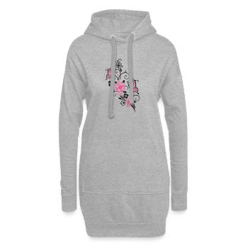 Fleurs de cerisier et papillons, printemps. - Sweat-shirt à capuche long Femme - gris chiné - Devant