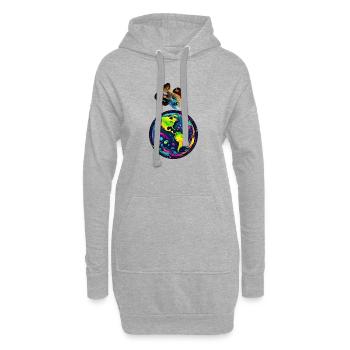 Der Fisch und sein Planet - Hoodie-Kleid - Grau meliert - Vorne
