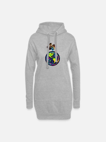 Fish and its planet - Hoodie Dress - heather grey
