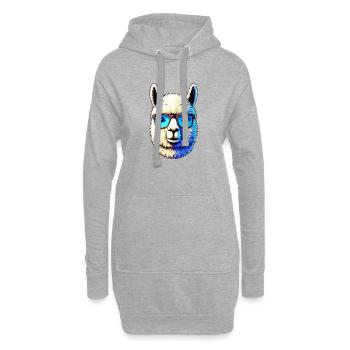 Alpaga avec lunettes de soleil - Sweat-shirt à capuche long Femme - gris chiné - Devant