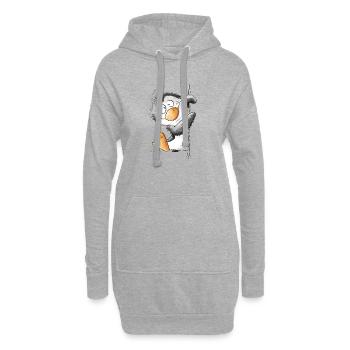 Drolliger Pinguin Wildtier Tiermotiv Cartoon - Hoodie-Kleid - Grau meliert - Vorne