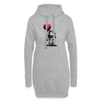 Jesus mit Herz Luftballon - Heartful Creatures - Hoodie-Kleid - Grau meliert - Vorne