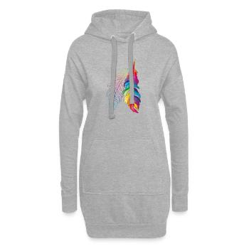 Plumes arc-en-ciel – design bohème coloré - Sweat-shirt à capuche long Femme - gris chiné - Devant