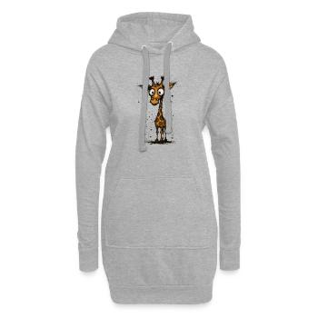 Lustige Giraffe mit großen Augen – Comic Splash - Hoodie-Kleid - Grau meliert - Vorne