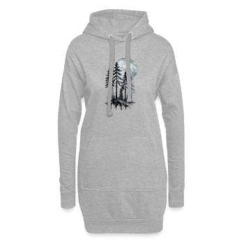 Mondschein Wald Aquarell Silhouette - Hoodie-Kleid - Grau meliert - Vorne
