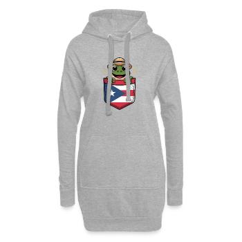 Puerto Rico Coqui Mit Strohhut In Flagge - Hoodie-Kleid - Grau meliert - Vorne