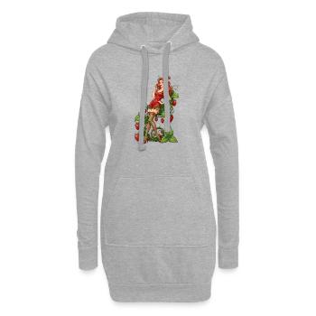Erdbeer-Pin-up-Dame in der Natur - Hoodie-Kleid - Grau meliert - Vorne