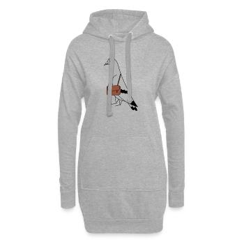 Pigeon with Bag – Illustration minimaliste urbaine - Sweat-shirt à capuche long Femme - gris chiné - Devant