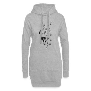 Bouldern Shirt Damen – Grafik Minimalismus - Hoodie-Kleid - Grau meliert - Vorne