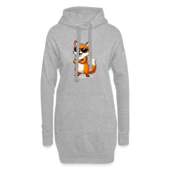 Renard cool avec des lunettes de soleil - Sweat-shirt à capuche long Femme - gris chiné - Devant