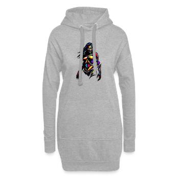 Farbenfrohe geometrische Frau - Hoodie-Kleid - Grau meliert - Vorne