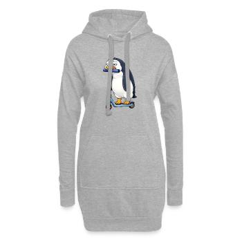 Süßer Pinguin Roller Scooter Einsam Langeweile - Hoodie-Kleid - Grau meliert - Vorne