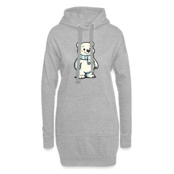 Ours polaire avec écharpe - Sweat-shirt à capuche long Femme - gris chiné - Devant