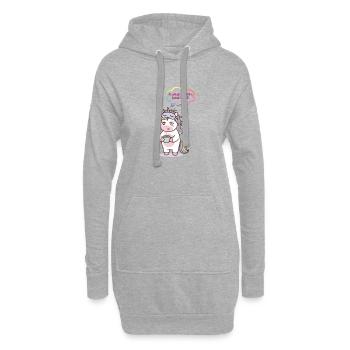licorne fatigué... - Sweat-shirt à capuche long Femme - gris chiné - Devant