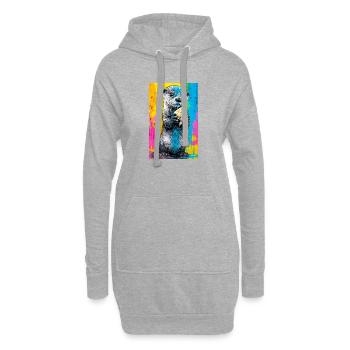 loutre - Sweat-shirt à capuche long Femme - gris chiné - Devant