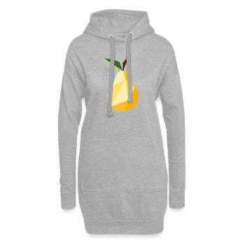 Geometrische Birne – Modernes Obst Motiv  - Hoodie-Kleid - Grau meliert - Vorne
