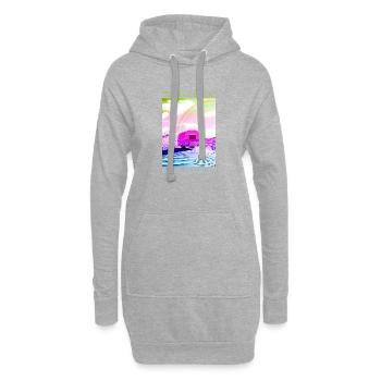 Bunter Wohnwagen Roadtrip Freiheit Camping - Hoodie-Kleid - Grau meliert - Vorne
