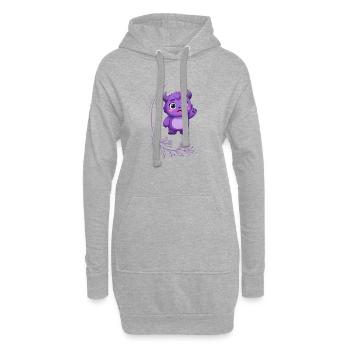 Monstre violet qui agite la main mignon - Sweat-shirt à capuche long Femme - gris chiné - Devant