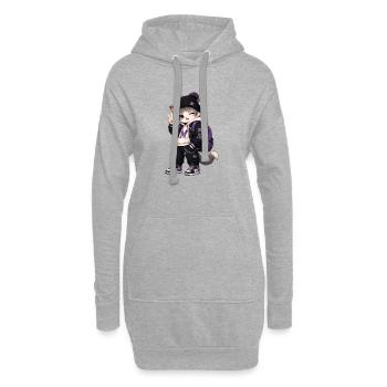 Kawaii Violet-Kätzchen auf Reise - Hoodie-Kleid - Grau meliert - Vorne