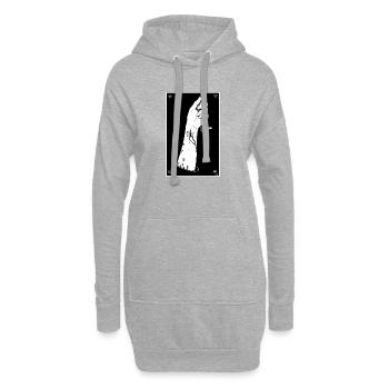 Schwarzweiß-Hand mit Kreuzkette - Hoodie-Kleid - Grau meliert - Vorne