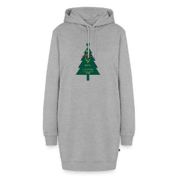 Jesus kommt, um dich zu segnen, Christmas Tree Faith - Hoodie-Kleid - Grau meliert - Vorne - AI Model Female 172 light (172cm)