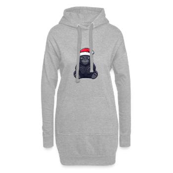 Gorille Noël mignon - Sweat-shirt à capuche long Femme - gris chiné - Devant
