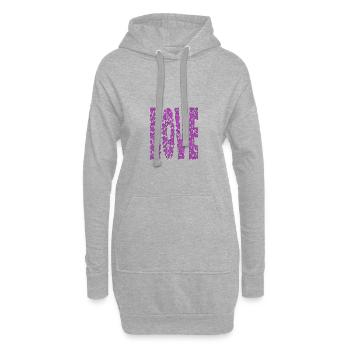 Lila-Herzen-LOVE - Hoodie-Kleid - Grau meliert - Vorne