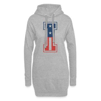 Lettre I États-Unis - Sweat-shirt à capuche long Femme - gris chiné - Devant