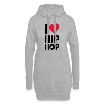 I Love Hip Hop - Sweat-shirt à capuche long Femme - gris chiné - Devant