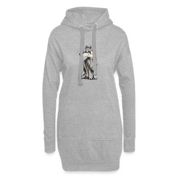 Lustiger Wolf I Comic Hund I Wölfe - Hoodie-Kleid - Grau meliert - Vorne