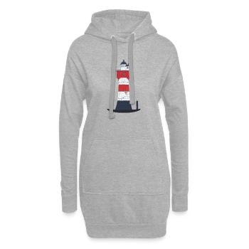 Leuchtturm Roter Sand ohne Text, Nordsee, Offshore - Hoodie-Kleid - Grau meliert - Vorne