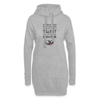 boules pétanque pointeur dicton - Sweat-shirt à capuche long Femme - gris chiné - Devant