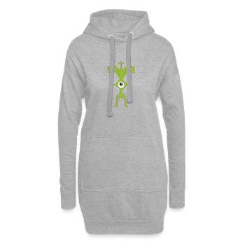 Partymann einäugig  Psyclops in grün weiß  - Hoodie-Kleid - Grau meliert - Vorne