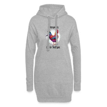 Amoureux de la Nature - Poule - Coq - Sweat-shirt à capuche long Femme - gris chiné - Devant