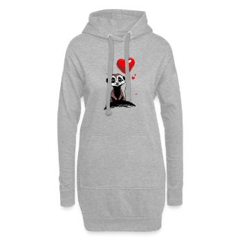 Erdmännchen Herz Luftballon - Heartful Creatures - Hoodie-Kleid - Grau meliert - Vorne